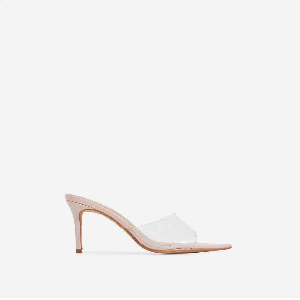 Maelle Pointed Peep Toe Perspex Mule in Rose Gold